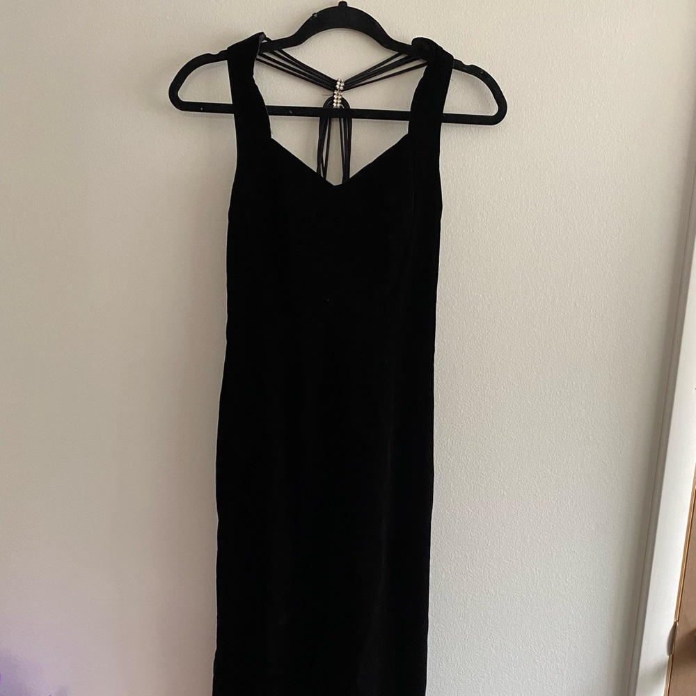 Niki Velvet Slit Dress